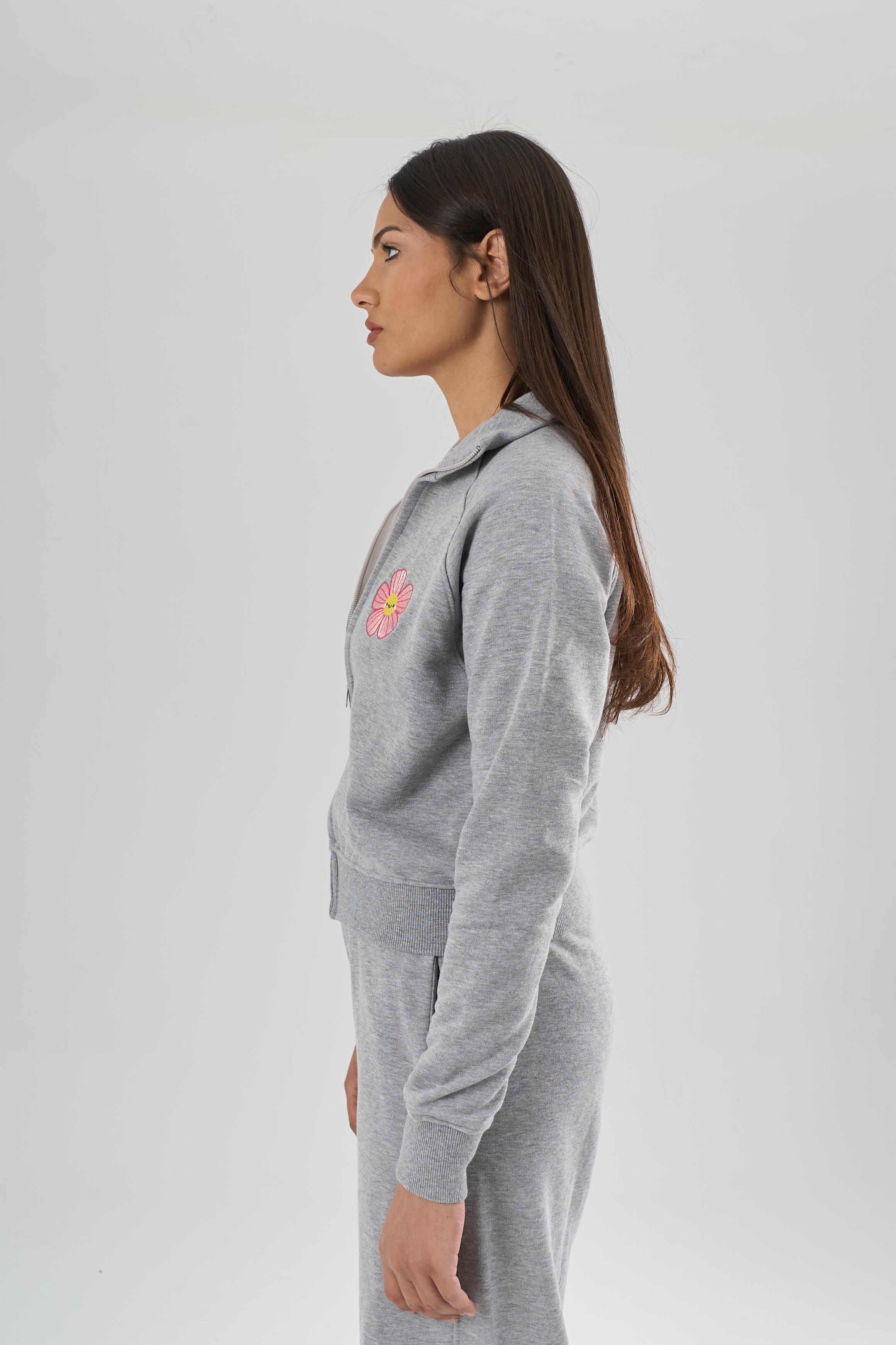 Pink Daisy Full-Zip Sweatshirt