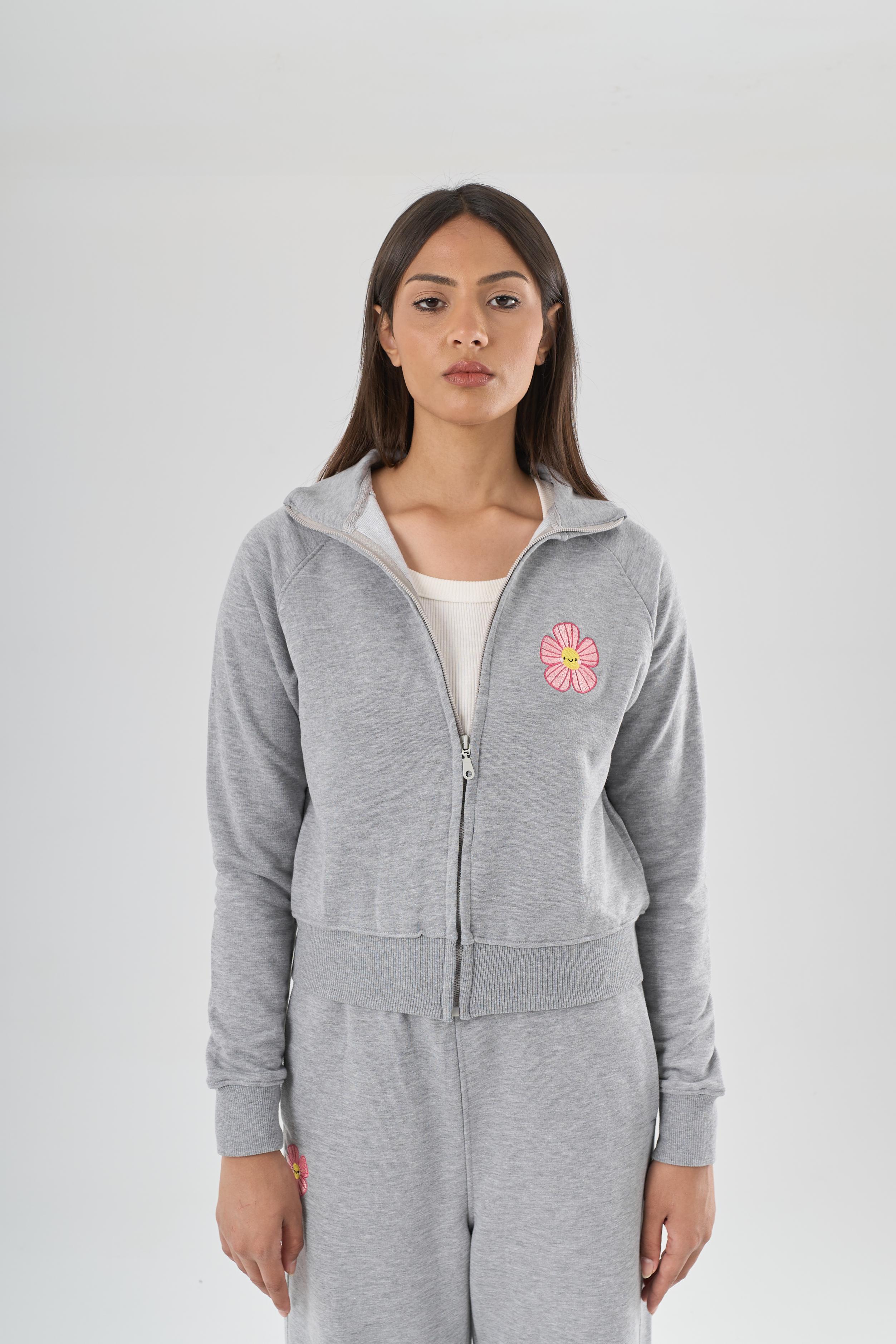Pink Daisy Full-Zip Sweatshirt